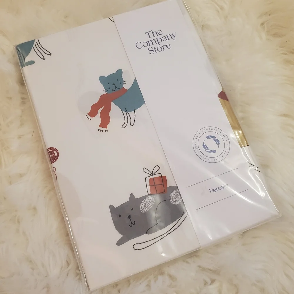 The Company Store Percale Shower Curtain - Winter Cats